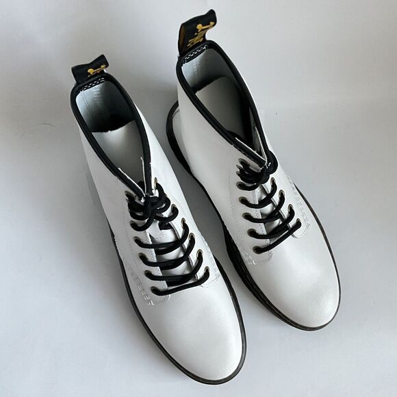 Dr. Martens Leather Zavala Ankle Combat Boots White 9 - Picture 11 of 12